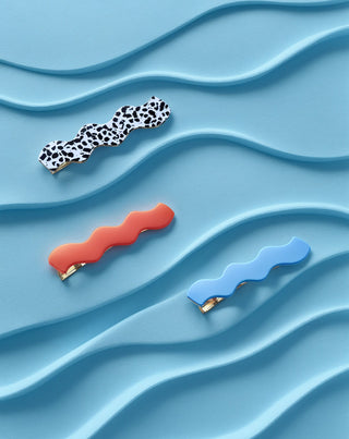 Set golvende haarclips - gemarmerd, blauw, rood Twisty 3 stuks. - 3