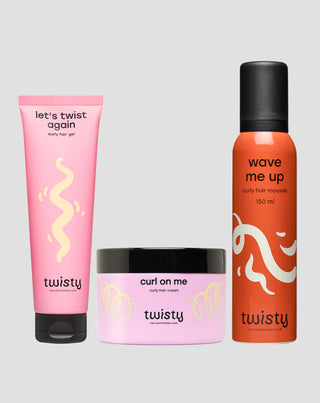 Set van crème + mousse + gel voor krullen voor styling en verzorging van krullend en golvend haar Twisty - 1
