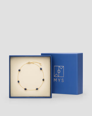 Mijn vergulde roestvrijstalen enkelbandje met lapis lazuli - 4