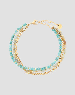 Vergulde armband met natuurstenen Afrikaanse turkoois en amazoniet Stralen - 1