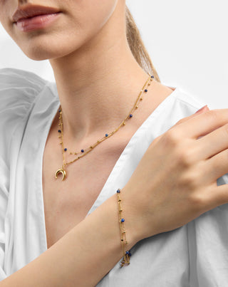 Vergulde roestvrijstalen armband met lapis lazuli Mys_1 - 3