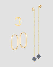 Mys_4 roestvrij staal vergulde lapis lazuli oorbellen set