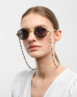 Vergulde brillenketting met agaat, maifan, jaspis en aventurijn Mys_2 - 3