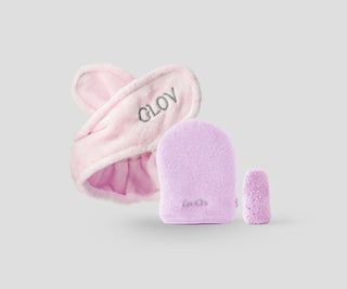 Set met een haarband en twee handschoenen voor make-up verwijdering en dagelijkse huidverzorging van Glov - 1